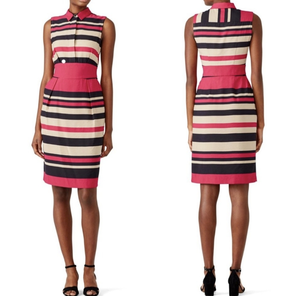 LK Bennett Magenta Hot Pink Stripe Martha Royals Kate Shirt Dress XS